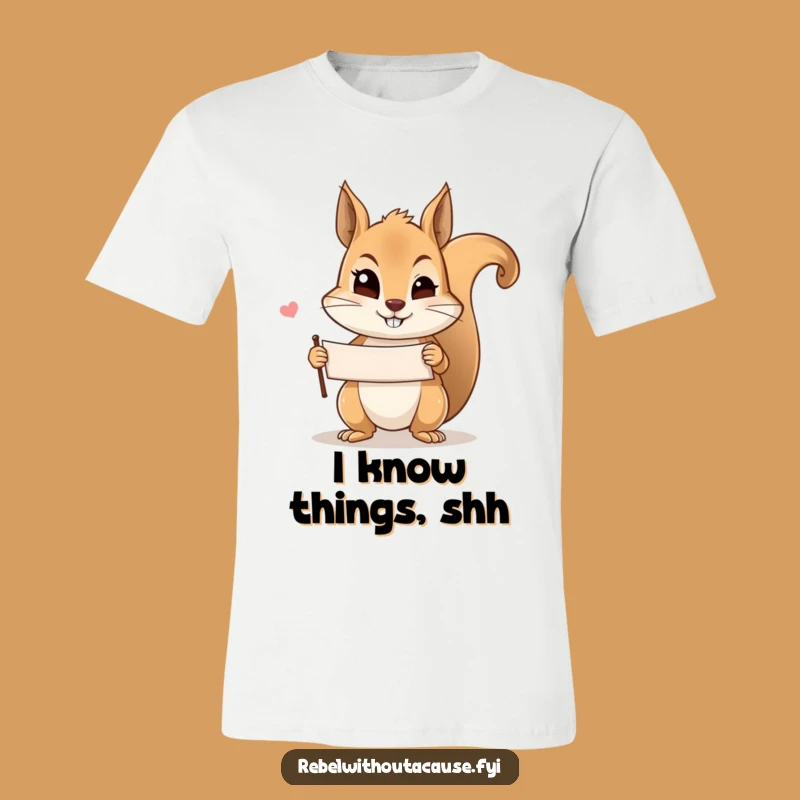 Funny Mischievous Squirrel Wink T-Shirt: Wear Your Secrets Playfully!