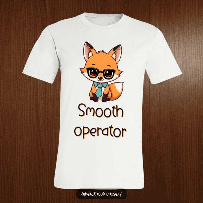 Funny t-shirt showcasing a jaunty fox wearing a loose tie and a swagger, embodying a charming and confident personality.