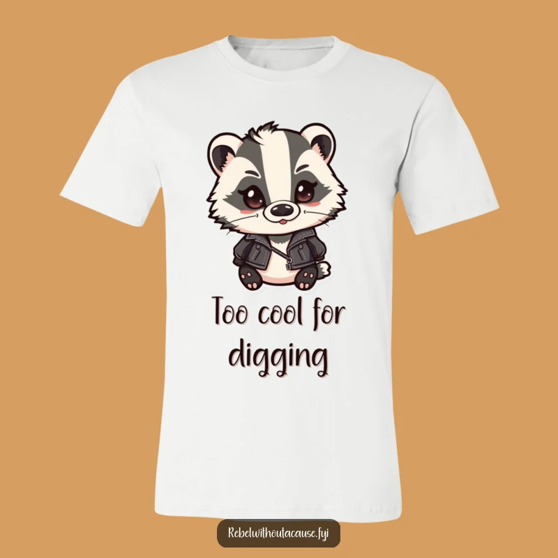 Funny Badger Biker T-Shirt - Smirking Leather Jacket Badger Cool Tee Gift