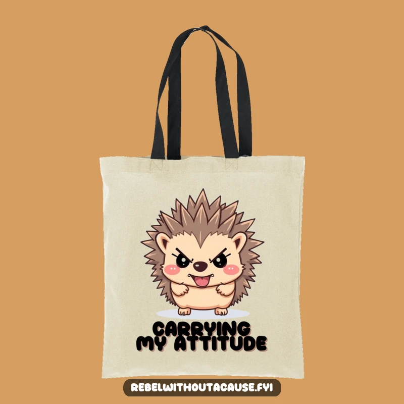 Funny Rebellious Hedgehog Tote Bag: Carry Your Defiance Boldly!