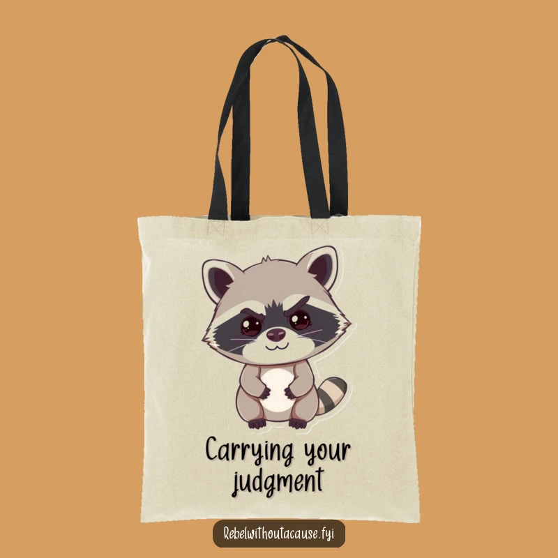 Funny Cheeky Raccoon Tote Bag: Hilarious Mischievous Smirk Carryall for Your Essentials