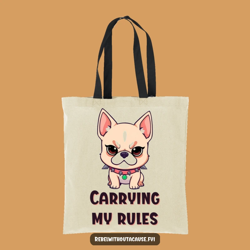 Funny Dog Tote Bag: Spiked Collar Rebel, Determined Carry-All, Perfect Gift