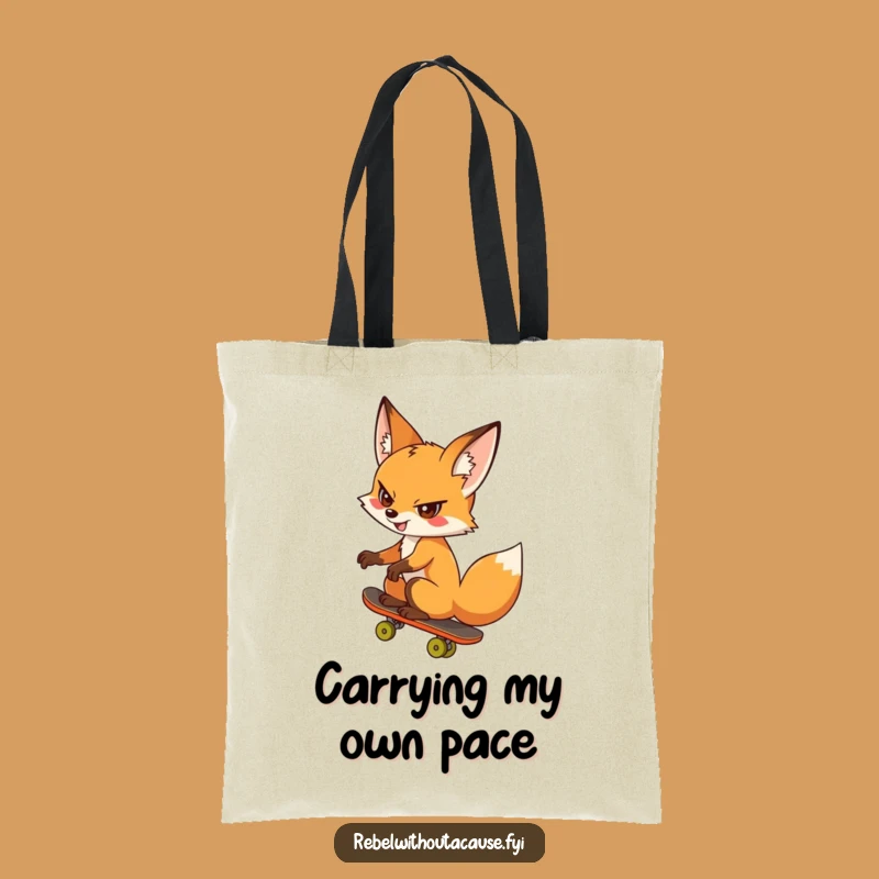 Funny Fox Tote Bag: Cheeky Skater, Backwards Ride, Your New Favorite Funny Gift