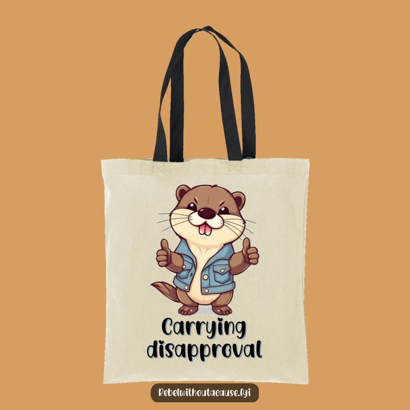 Funny Otter Tote Bag: Carry Your Attitude with a Defiant Denim Otter