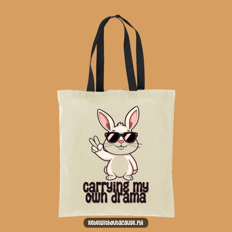 Funny Rebellious Bunny Peace Sign Tote Bag: Your Go-To Funny Gift Accessory