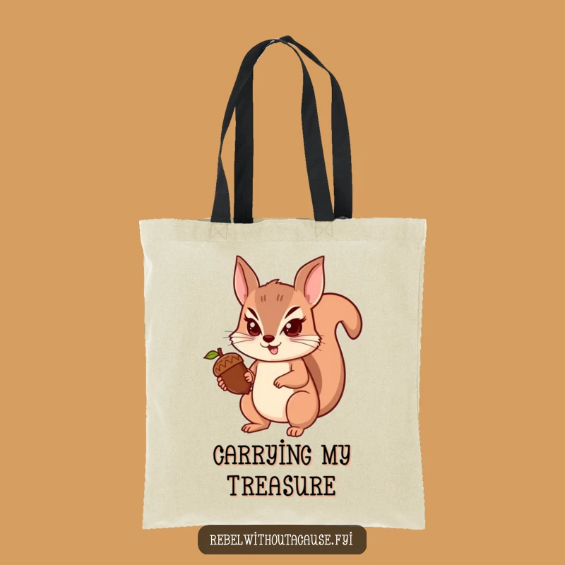 Funny Squirrel Tote Bag: Spunky Acorn Guard, Determined Look, Your Funny Gift