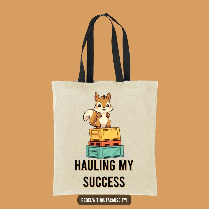 Funny Squirrel Victory Tote Bag: Carry Your Stuff with Fearless Rodent Pride, Perfect Funny Tote